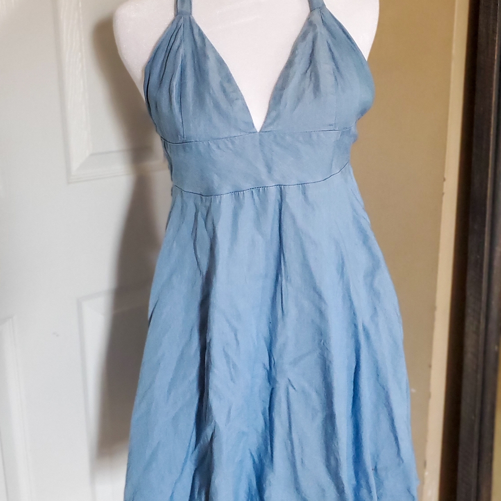 Lulu's Blue Sleeveless Halter Sundress
